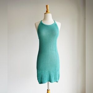 TAHARI Teal Green Soft Knit Coverup Dress | S